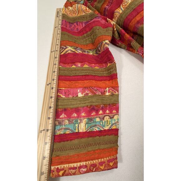 Coldwater Creek Pink Multicolor Patchwork Ribbon Appliqué Jacket PM - Picture 15 of 16